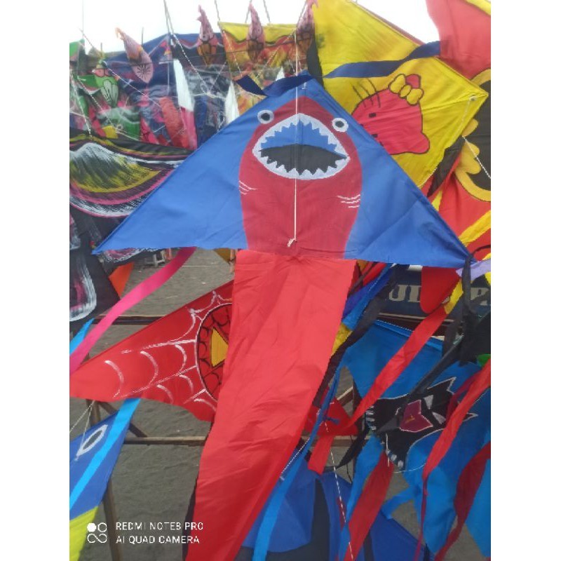 

* layangan kain ikan hiu biru layang layang + ekor dijamin panjangnya 3 meter lebih *