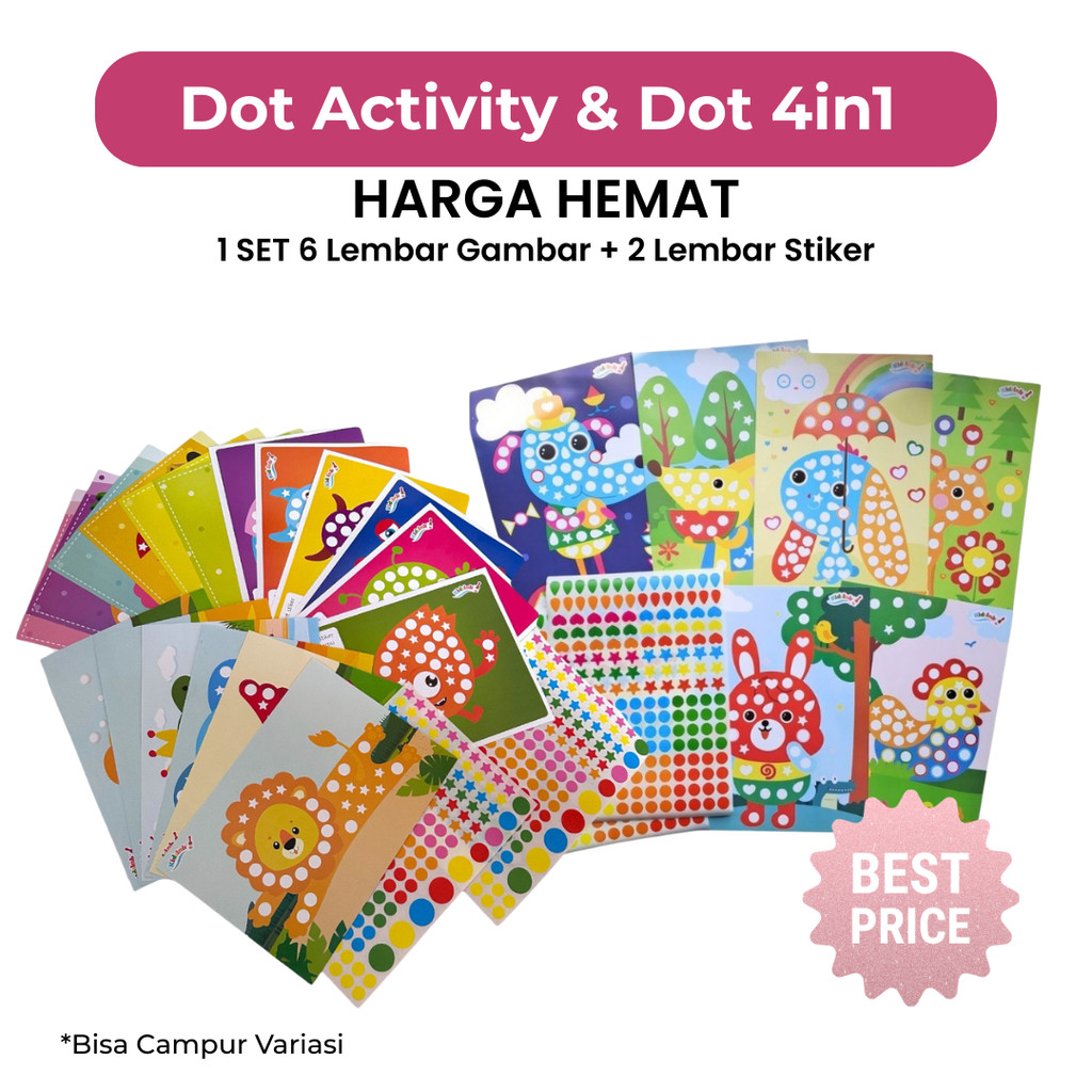 

KIDSINK Lembar Stiker Anak Dot Activity & Dot 4in1 I Mainan Edukasi Stiker Anak I Harga Hemat