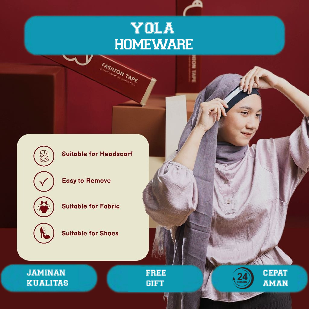 BOMI FASHION TAPE/HIJAB TAPE/ISOLASI BAJU/ISOLASI HIJAB/FASHION TAPE MURAH/ISOLASI HIJAB MURAH