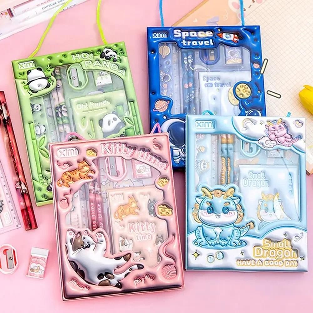 

6 In 1 Stationery Set Primary School Children Learning Gift Box Pencils Kindergarten Birthday Gift Prizes Study Stationery Set