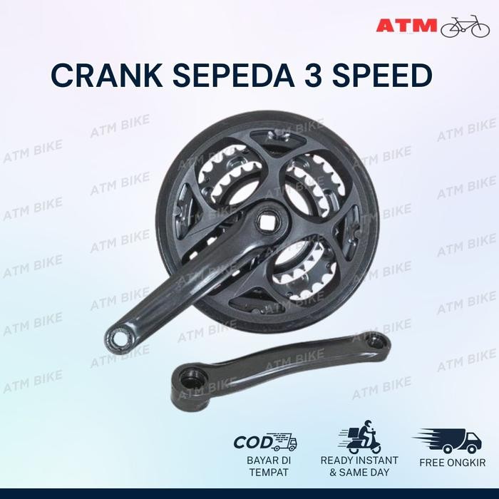 Crank Sepeda 3 speed / Crank Set Gir Susun Sepeda 3 Speed MTB As Besar Chain Wheel Good Quality