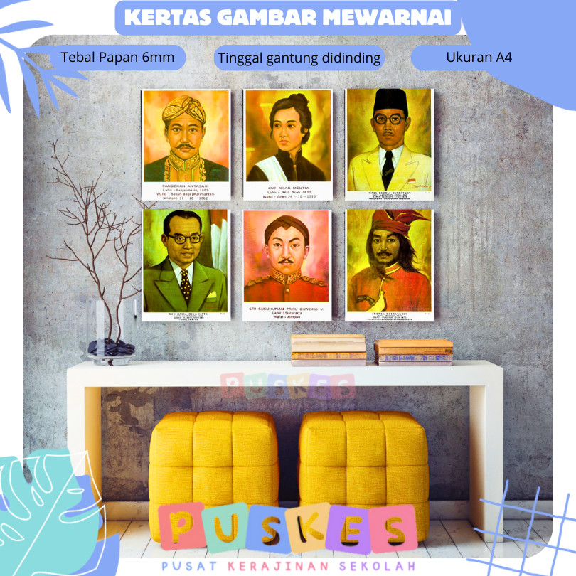 PUSKES - Hiasan Dinding Kelas Pahlawan Nasional Poster Kayu dinding kelas pahlawan nasional plus bin