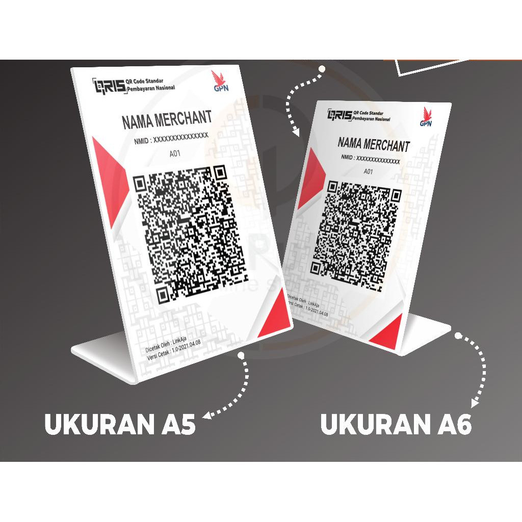 

STAND AKRILIK QRIS CUSTOM / QR PEMBAYARAN STAND ACRYLIC TYPE L A5 A6