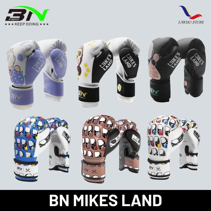 SARUNG TINJU BN MIKES LAND CHILDREN / BOXING GLOVE ANAK ANAK / MIKES LAND - Hitam, 6 oz