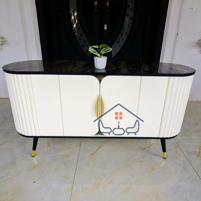 Khanza Meja TV Minimalis Modern Rak TV Lemari TV Bufet TV Minimalis Buffet Oval Credenza Aesthetic -