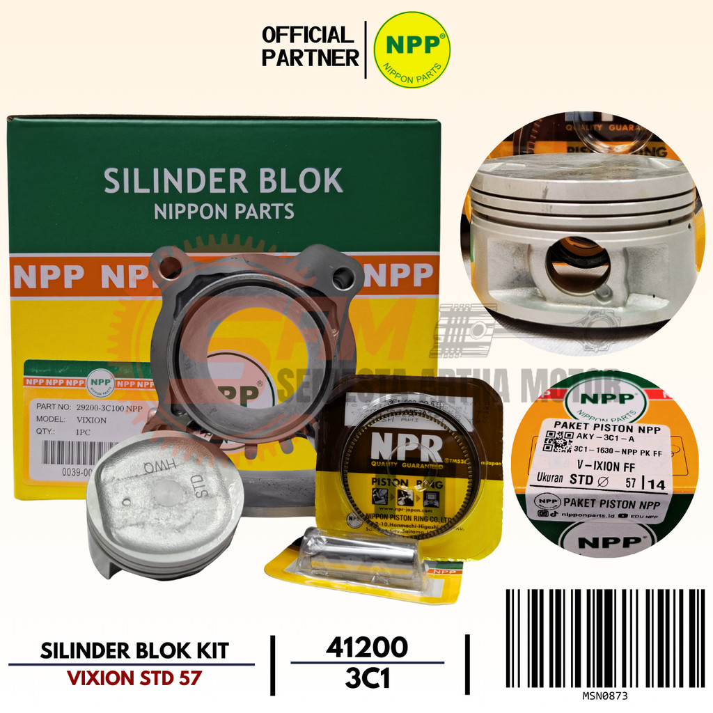 NPP Blok Boring Yamaha Vixion 3C1 NVA NVL 1PA Seher Piston Kit Cylinder Assy Motor Sport