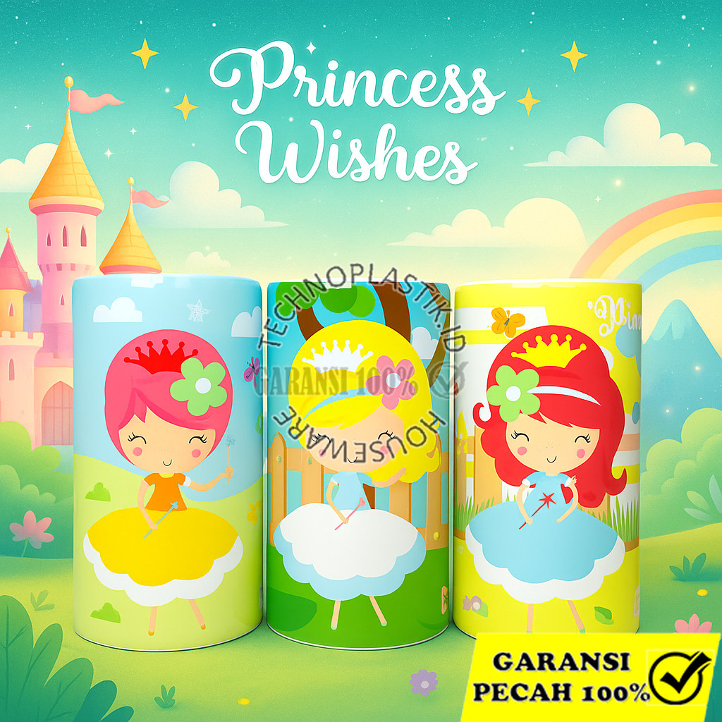 TECHNOPLAST Coin Bank / Celengan Plastik Anak 100 X 175 Mm PRINCESS WISHES Cocok Souvenir