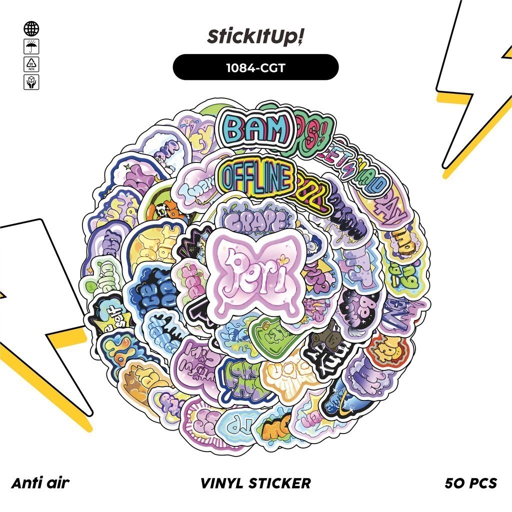 

COD✨ 100 Pcs Stiker Cartoon Graffiti Text Lucu Anti Air Untuk Dekorasi Notebook Sepeda Skateboard Handphone DIY
