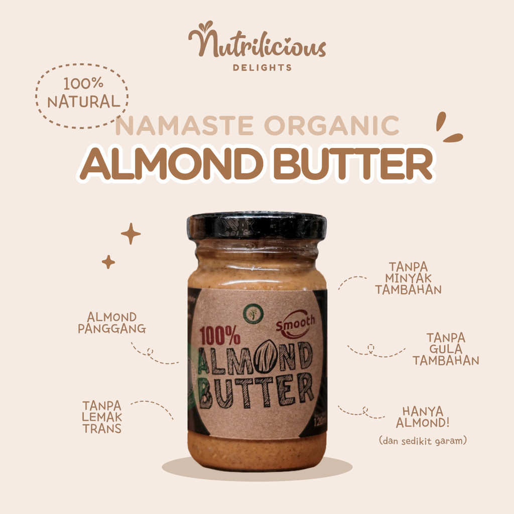 

Original Smooth Almond Butter Selai Kacang Almond Natural Namaste Organic 120 ml