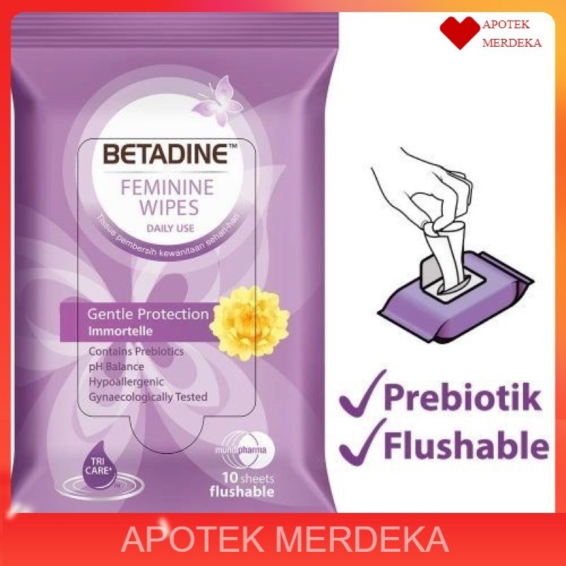Betadine Feminine Wipes - Tissue Basah Pembersih Kewanitaan 1 Pack