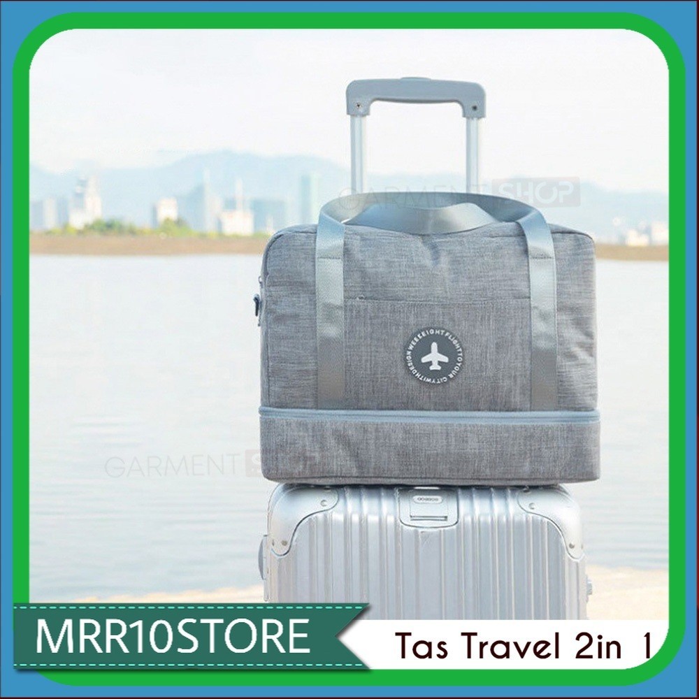 Tas Travel 2in1 Bagasi Kabin Pesawat Koper Hand Bag Lipat Organizer Baju Sepatu Tahan Air