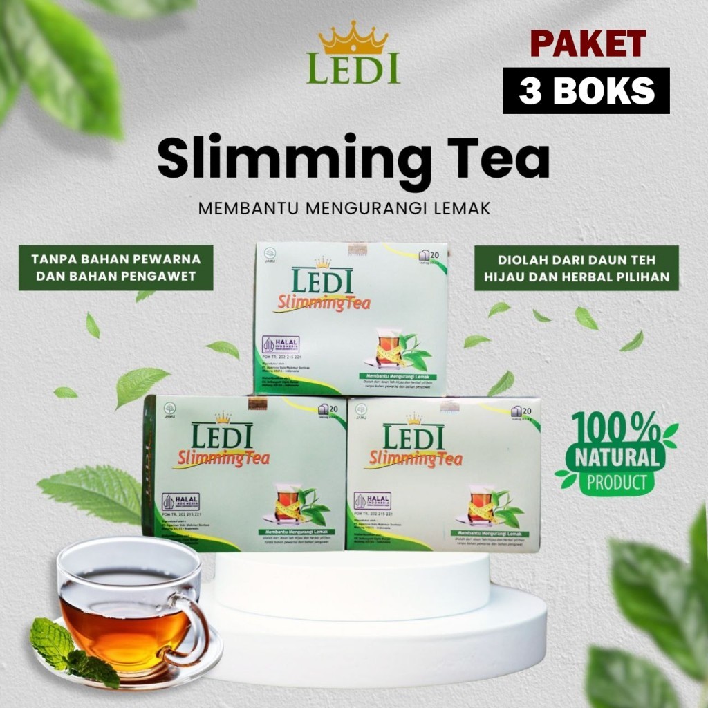 

[PAKET 3 BOKS] LEDI Slimming Tea BPOM Diet Alami Teh Hijau dan Herbal Organik Pilihan