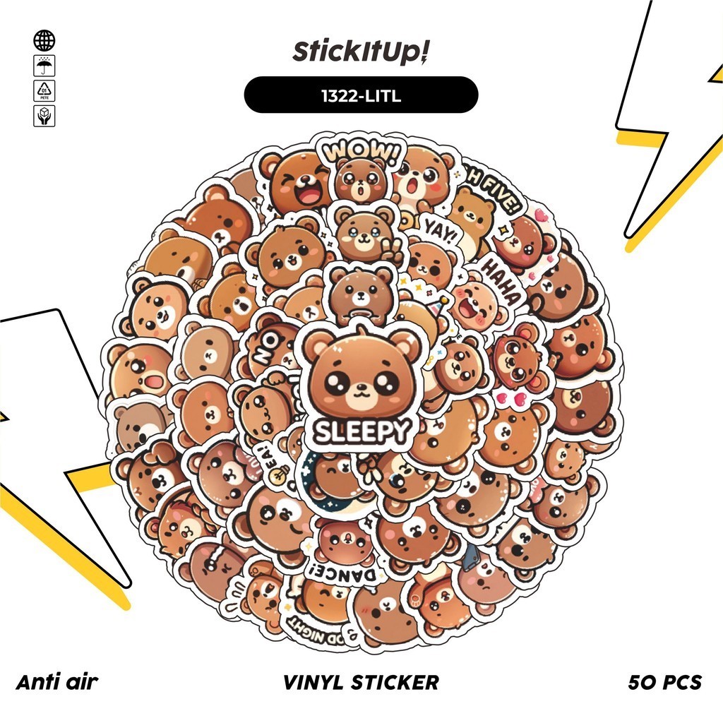 

COD✨ 100 Pcs Stiker Pack Sweet Bear Life Series 02 Lucu Aesthetic Vynil Waterproof untuk Freebies Sticker Buku Journal Casing HP Laptop