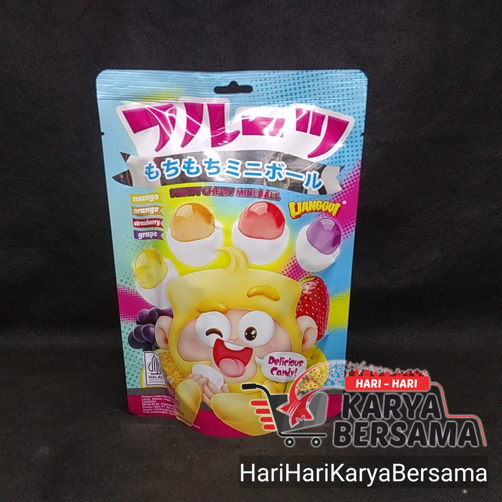 

LIANGGUI FRUITY CHEWY MINI BALL DELICIOUS CANDY 108GR