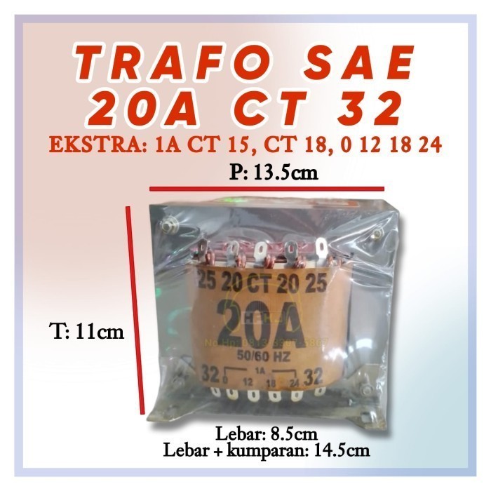 MT99 TRAFO TRANSFORMER SAE 20A CT 32 MURNI travo sae 20 amper ct 32v