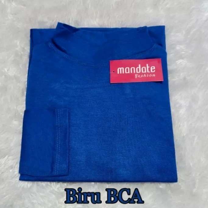 TOKOSANIA BAJU MANSET WANITA LENGAN PANJANG | KAOS MANSET MUSLIM TURTLE NECK - Biru BCA, L