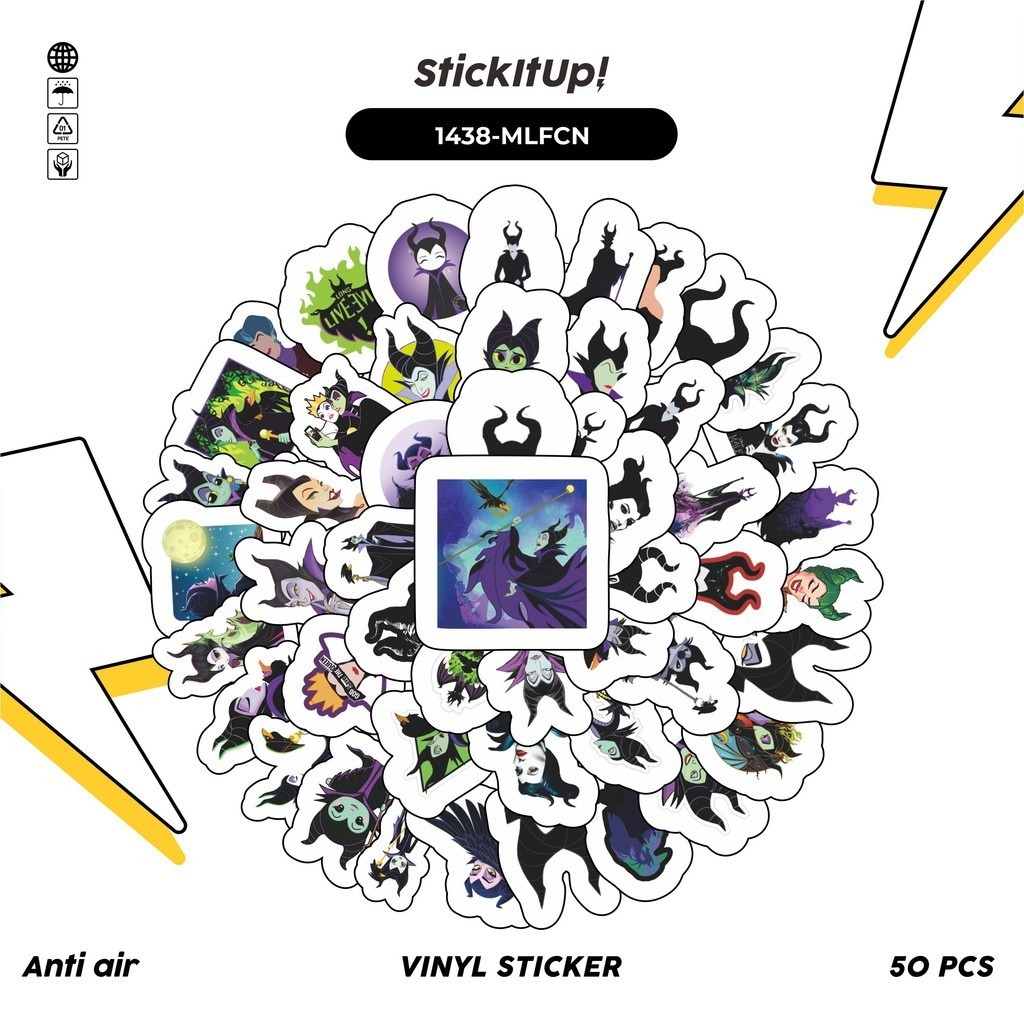 

COD✨ 100 Pcs Stiker Pack Maleficent Lucu Aesthetic Vynil Waterproof untuk Freebies Sticker Buku Journal Casing HP Laptop