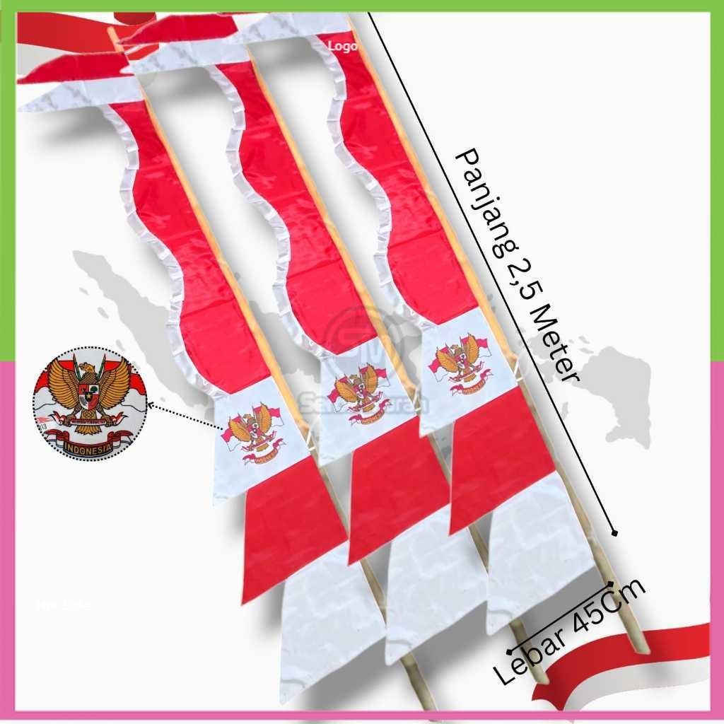 UMBUL UMBUL KUDA LAUT GARUDA MERAH PUTIH AKSESORIS 17 AGUSTUS HUT RI 2,5 METER