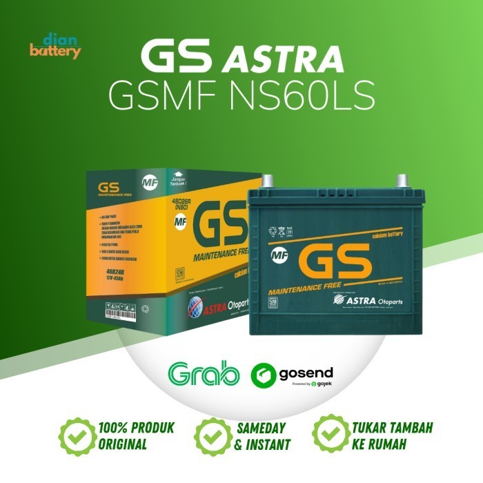 GS Astra NS60LS MF Aki Mobil Mazda 2 (non skyactive) - Aki Kering 46B24LS (45Ah)