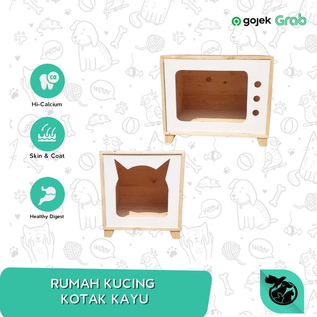 Kandang Rumah Kucing Anjing Kotak Kayu Bentuk TV