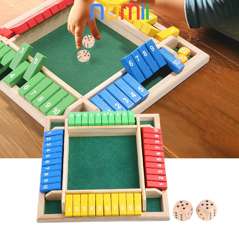 Mainan Board Game Dadu Shut The Box Angka 1-10 4 Sisi Untuk Anak / Dewasa Untuk Bar Party Len