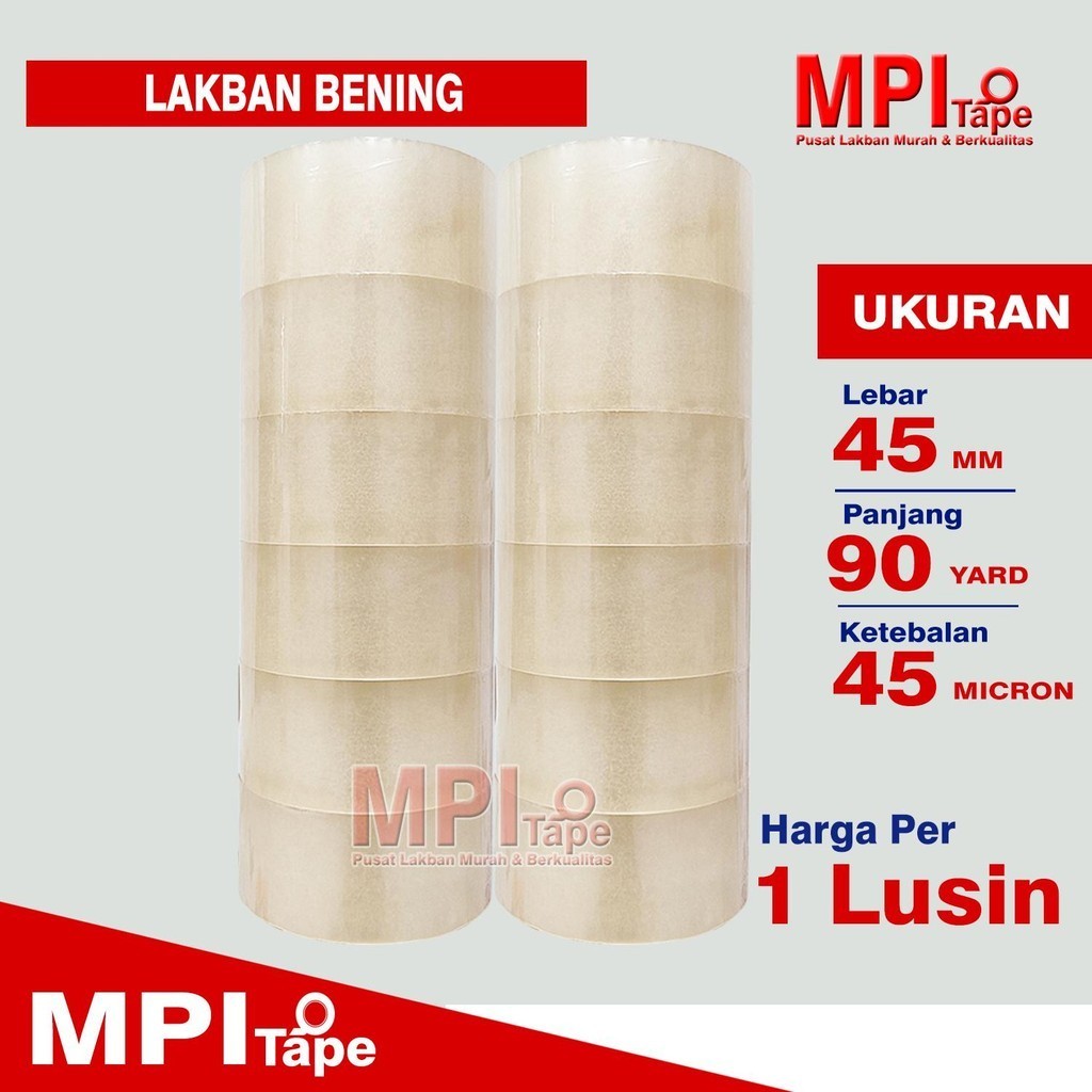 

1 Lusin - Lakban Bening Uk 45 mm x 90 Yard - Lakban Packing - MPI