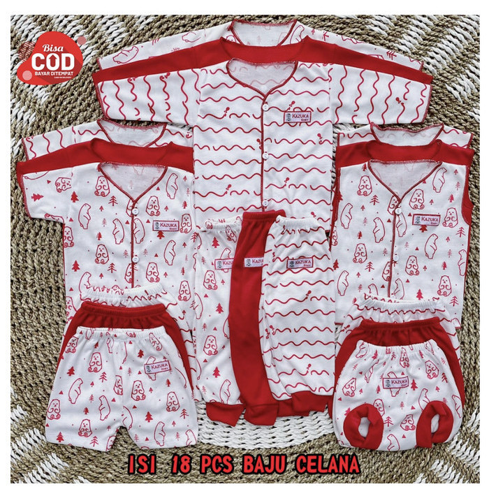 

HAMPERS BABY - HAMPERS ISI 18 PCS Setelan Baju Bayi Baru LahIr - Merah, BOX HAMPERS