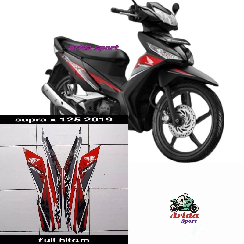 Striping stiker lis motor honda supra x 125 fi thn 2019 2020 2021 full hitam doff berkualitas