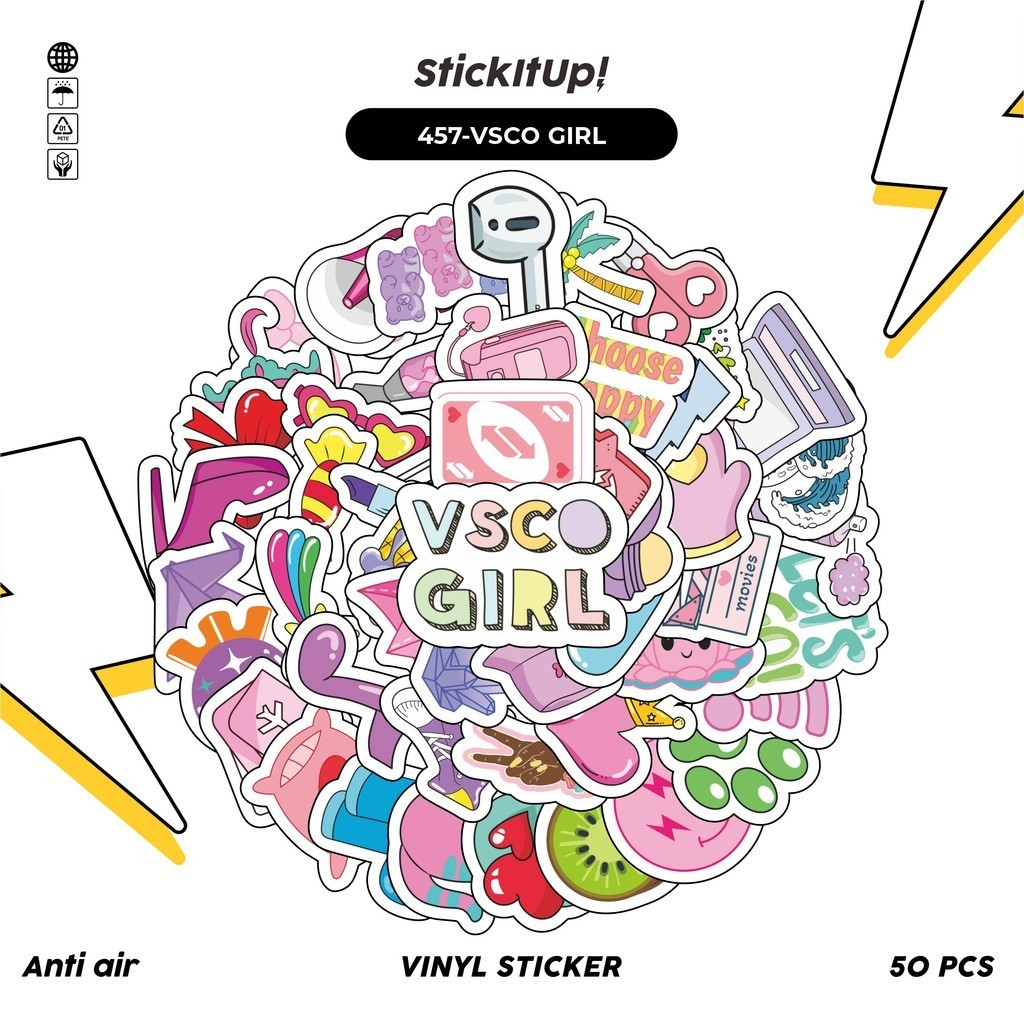 

COD✨ 50 Pcs Stiker Pack Kawai Motif VSCO Girl Anti Air Untuk Dekorasi Notebook Sepeda Skateboard Handphone DIY