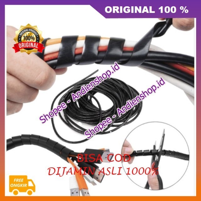 BELI 1 GRATIS 1 Spiral Pelindung Kabel Flexsible Spiral Pembungkus Pelindung Kabel Listrik 100% ASLI