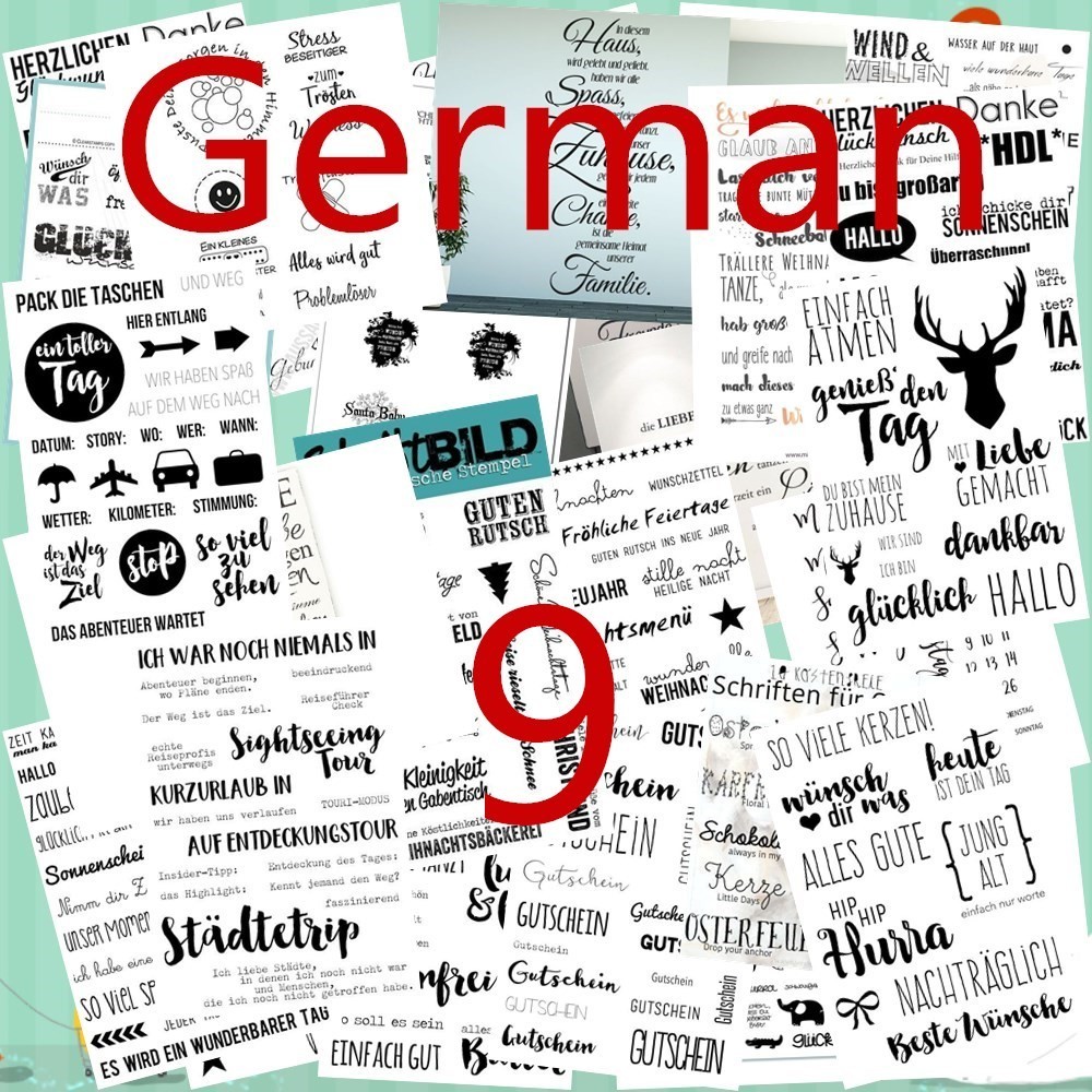 

German word Metal Cutting Dies and clear Stamps 9