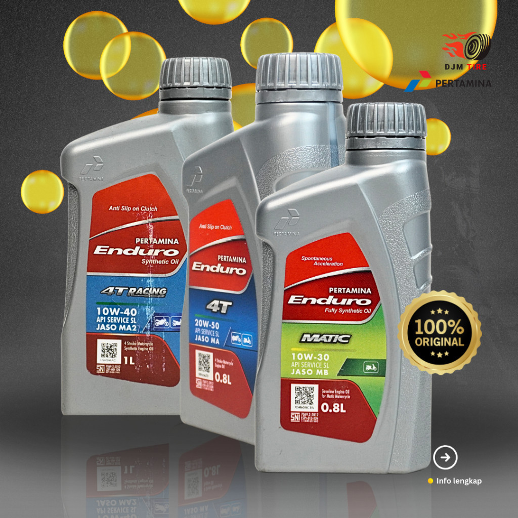 Oli Original Pertamina Enduro Matic 0,8L, Enduro 4T 0,8L, Enduro 4T Racing Untuk Motor