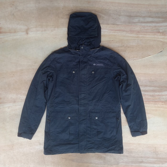 jaket outdoor gunung pria Columbia parka warna navy size L