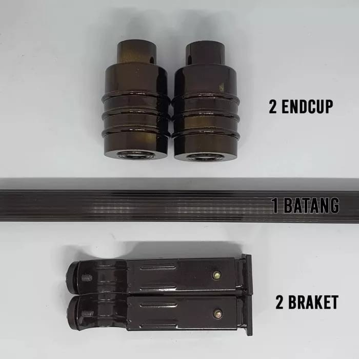 [ PROMO TERBARU ] Batang Besi Pipa Tiang Rolet Rel Gorden Polos Garis Tutup Minimalis - Hitam, Lebar