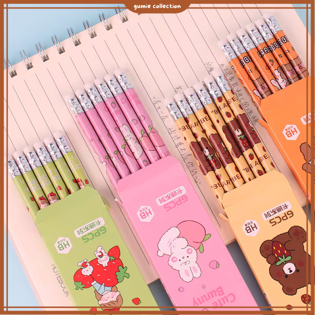 

GC - ALAT TULIS PENSIL SET 6PCS MOTIF KARTUN + PENGHAPUS CUTE / PENSIL SET IMUT