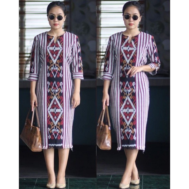 dress tenun wanita - atasan tenun wanita - tunik tenun wanita