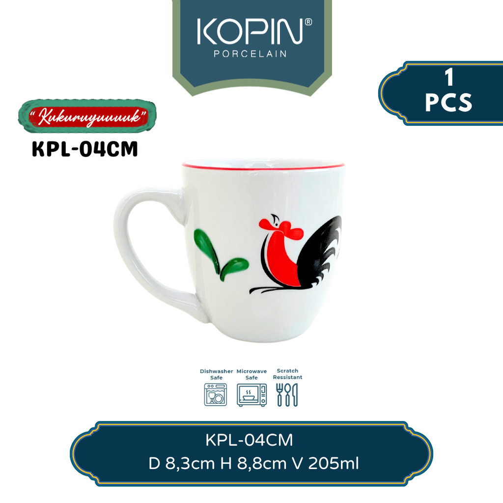 Gelas Keramik Porcelain Model Kukuruyuk Volume 205 ML | KOPIN