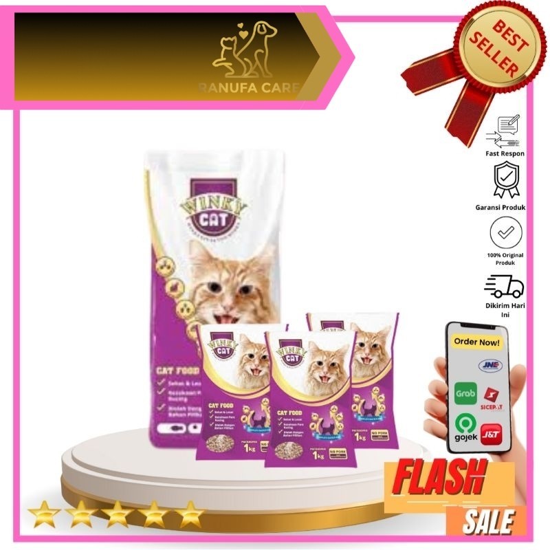 

Makanan Kucing Repack winky 1 Kg|REPACK
