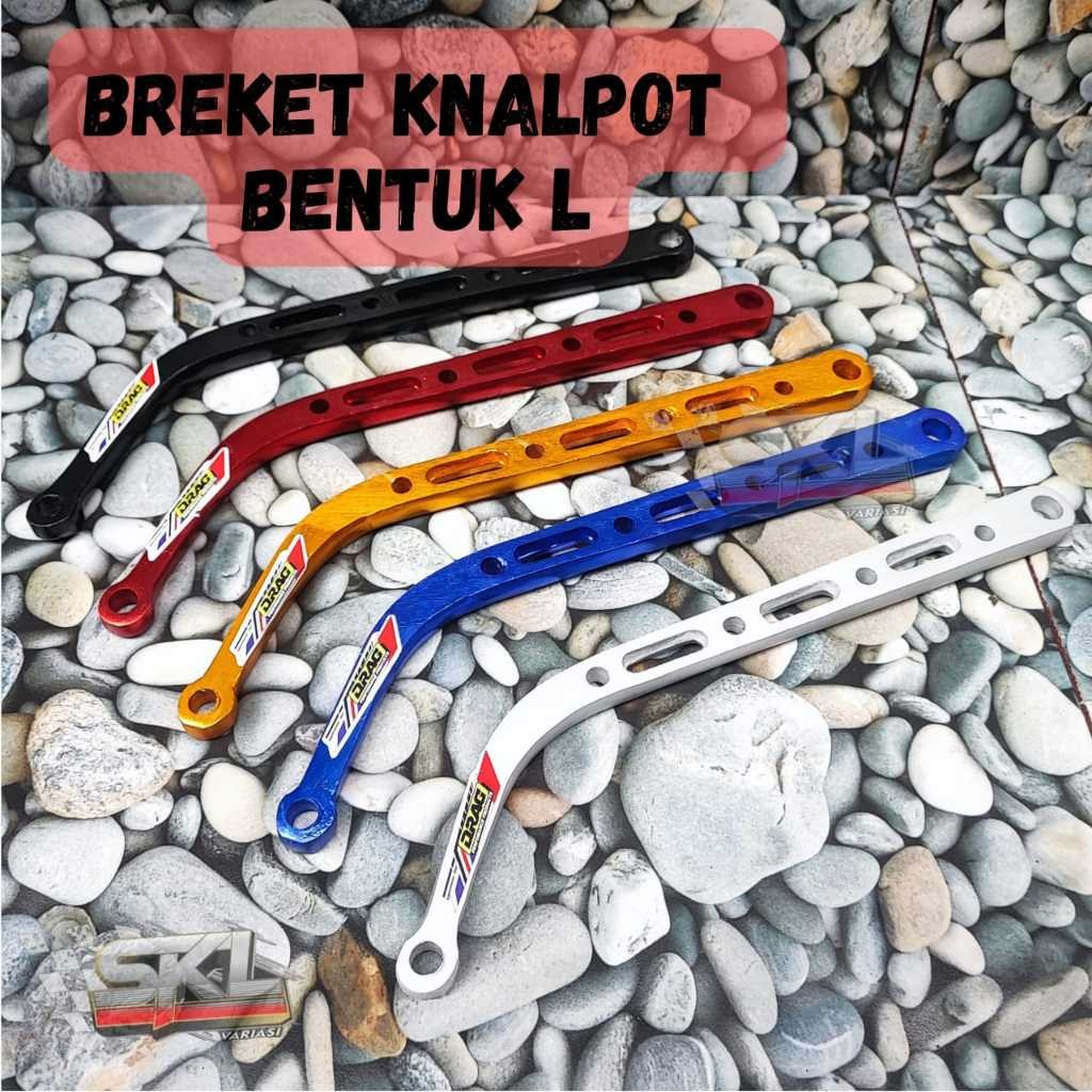 Pangkon knalpot L 24cm breket knalpot L almunium cnc motif coak panjang 24cm metic scoopy spin spacy