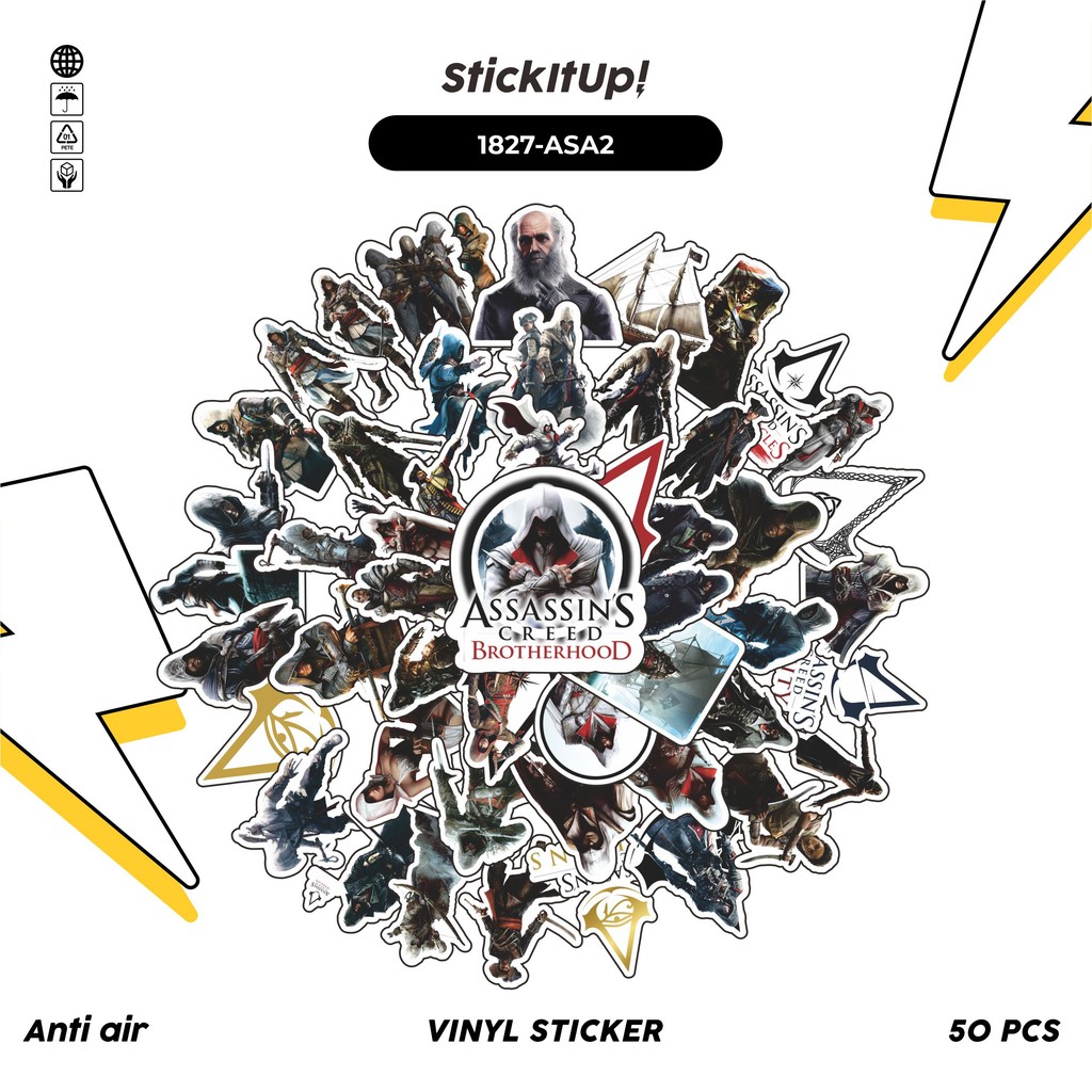 

COD✨ 50 Pcs Stiker Pack ASSASIN'S CR3ED UNIVERSE MIX 02 Lucu Aesthetic Vynil Waterproof untuk Freebies Sticker Buku Journal Casing HP Laptop