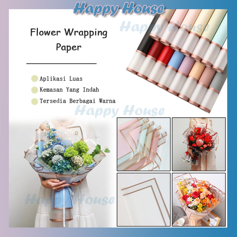 

Flower Wrapping Gold Line Cellophane Transparent Waterproof Kertas Bunga