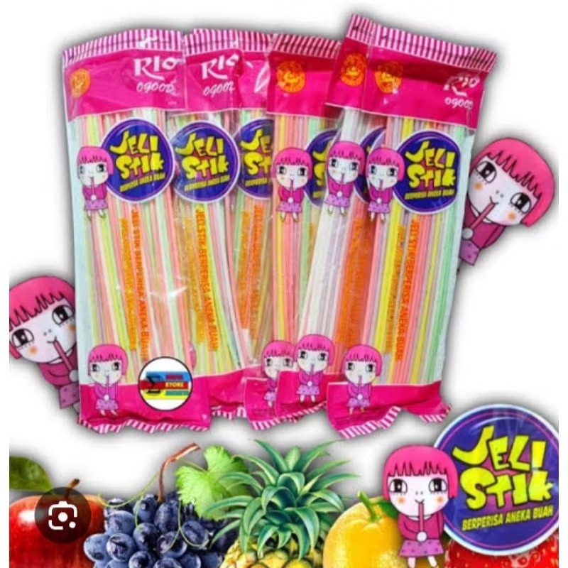 

( BISA COD ) Jelly stick aneka rasa buah / Long stick 200gram / permen jelly sedotan panjang aneka rasa