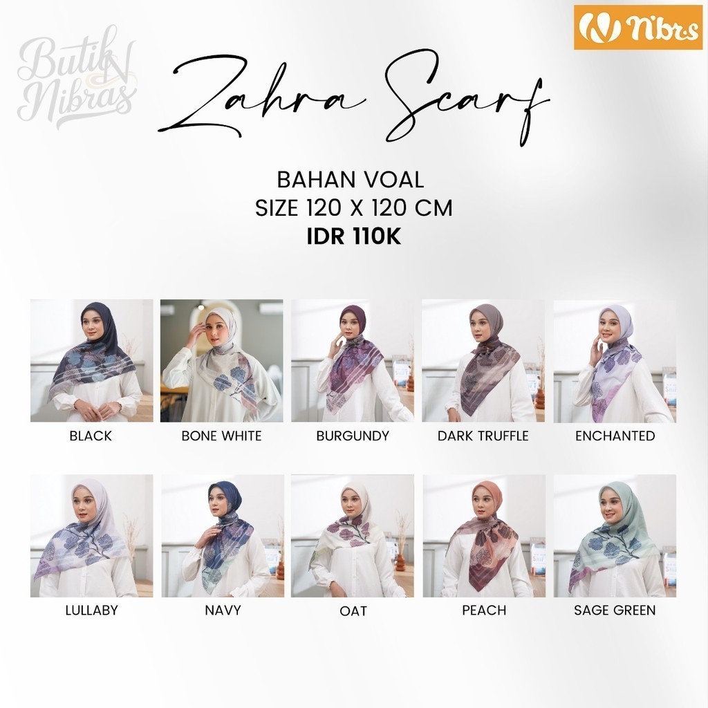Jual Nibras Hijab Segi Empat ZAHRA SCARF