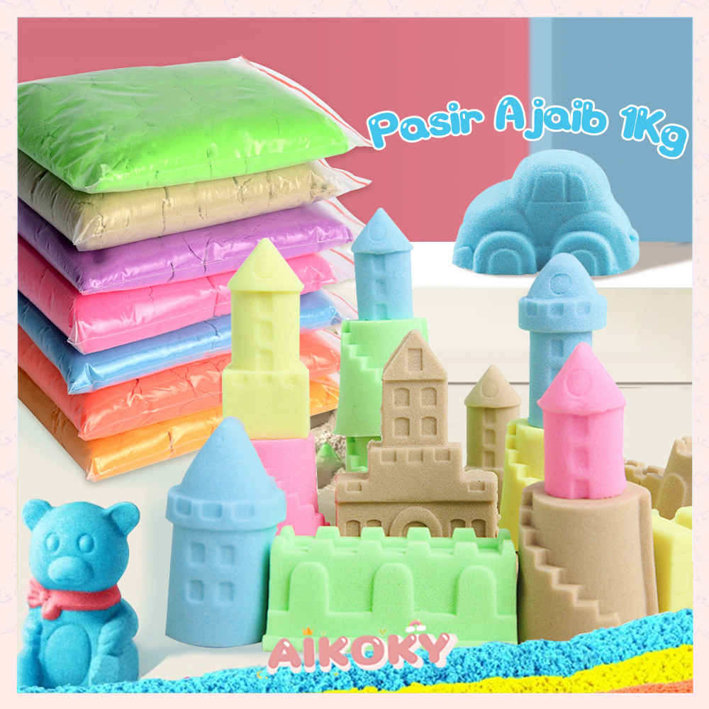 AIKOKY Mainan Pasir Ajaib Anak Magic Sand Pasir Ajaib Refill 1Kg