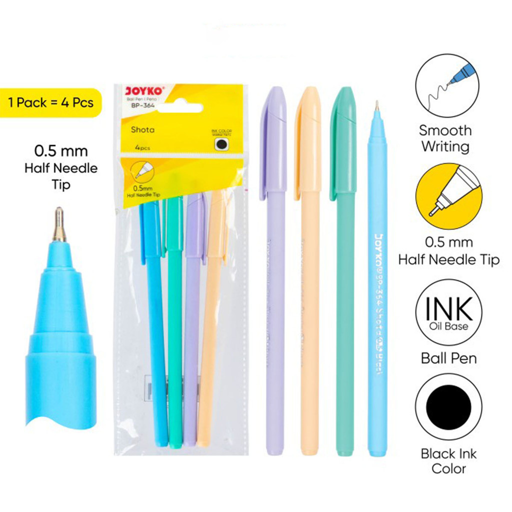 

Joyko Pulpen Pena BP-364 1 Pack/4 Pcs / Ballpoint Peralatan Sekolah / Bolpen