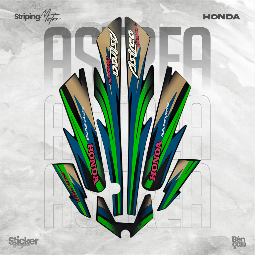 Striping stiker motor | HONDA Astrea Grand 97 1997 hitam lis hijau     Variasi Standar  berkualitas 