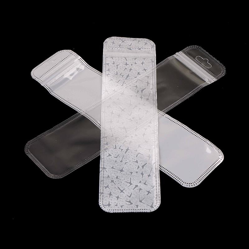 

50Pcs Clear Zip Pen Bag With Hang Hole Plastic Reclosable Poly Pouches Gift Pen Packaging Bags Jewelry Necklace Bag