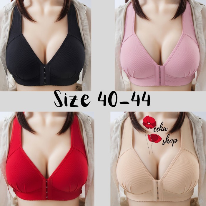 ✨NEW✨ -Bra Buka Depan BH Kait Depan Front Closure Bra Jumbo Besar Dalaman - Ungu, 42