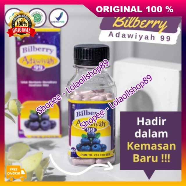 Bilberry Adawiyah 99 Ekstrak Kapsul Herbal Alami Untuk Mata Minus, Katarak, Rabun, Buram Ampuh 100% 
