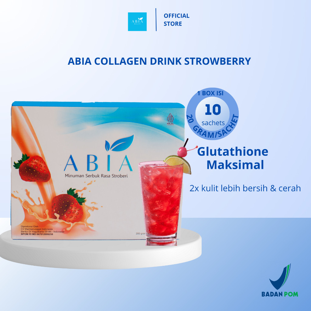 

ABIA MINUMAN KOLAGEN RASA STROBERI KEMASAN 10 SACHET 20 GR BPOM